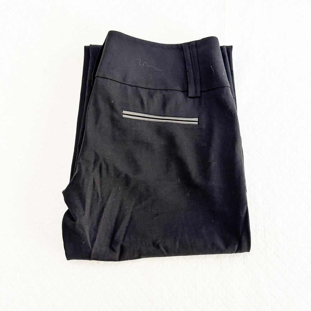 Alice and Olivia Black Wide Leg Dress Pant Leather Accent Pocket Size 4